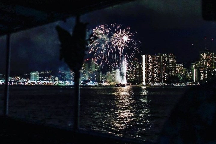 fireworks exploding in the dark