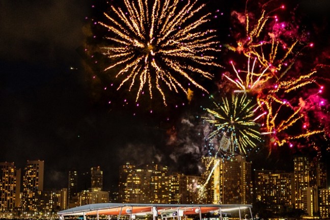 fireworks in the night sky